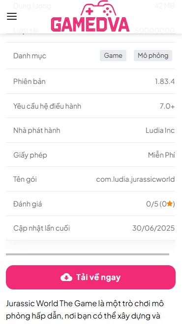 Hướng Dẫn Cách Hack Jurassic World Tải Và Cài Đặt